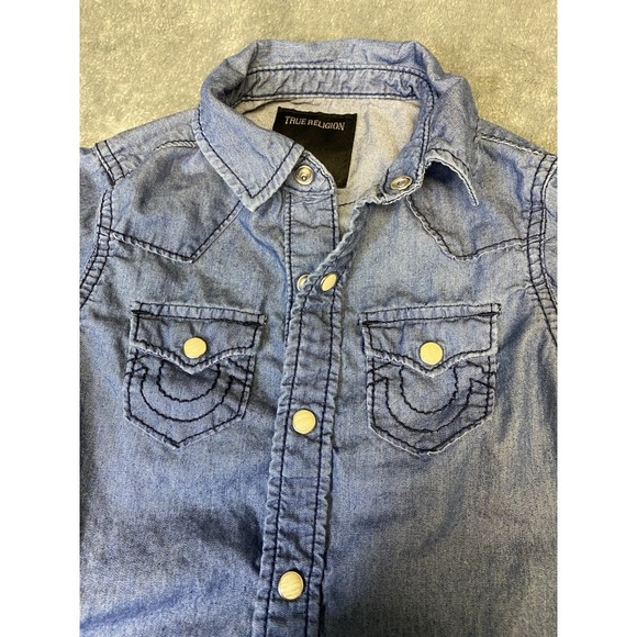 True Religion Georgia  4T Jean Denim Long Sleeve Shirt - Picture 8 of 12